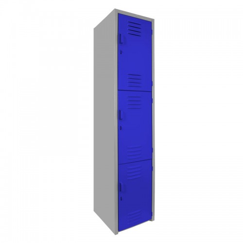 Locker metálico dual grande - 3 puertas azul